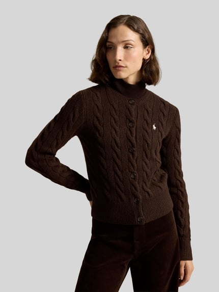 Polo Ralph Lauren kardigan rozpinany o kroju regular fit z wełny z domieszką kaszmiru Czarny 4