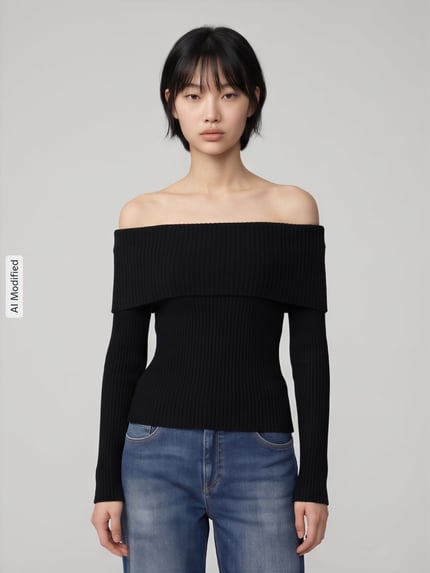 ONLY Pullover mit Carmen-Ausschnitt Black 4