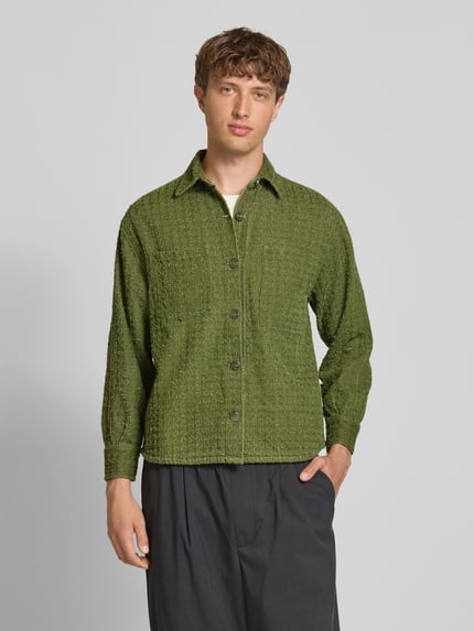 ANOTHER COTTON LAB Hemdjacke mit Strukturmuster Modell 'Distressed' Hellgruen 4