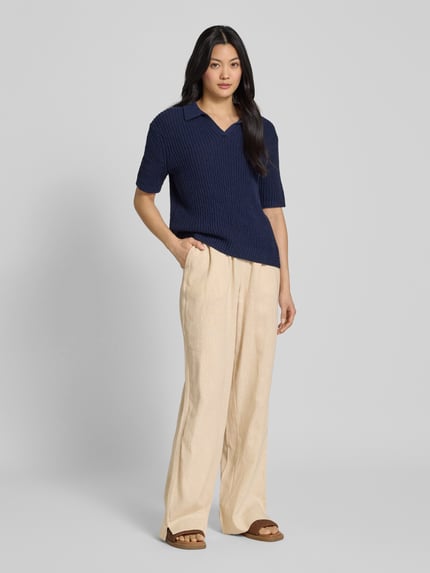 YAS Leinenhose mit elastischem Bund Modell 'FLAXY' Beige 1