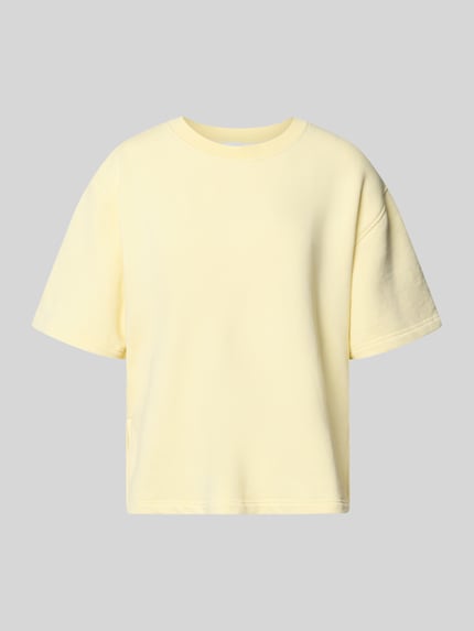 Produktfoto, Sweatshirt mit 1/2-Arm und Rundhalsausschnitt van Rich & Royal, lichtgeel, mix van biologisch katoen met stretch, loose fit, zij-splitten