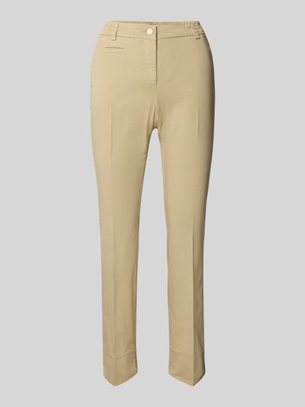 CAMBIO Skinny fit stoffen broek met persplooien, model 'STELLA' Camel - 2