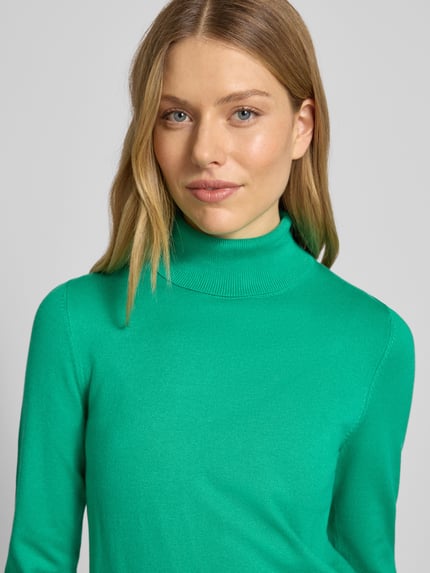 Jake*s Casual Sweter z golfem o kroju slim fit z mieszanki wiskozy w imitacji dzianiny Jabłkowozielony 3