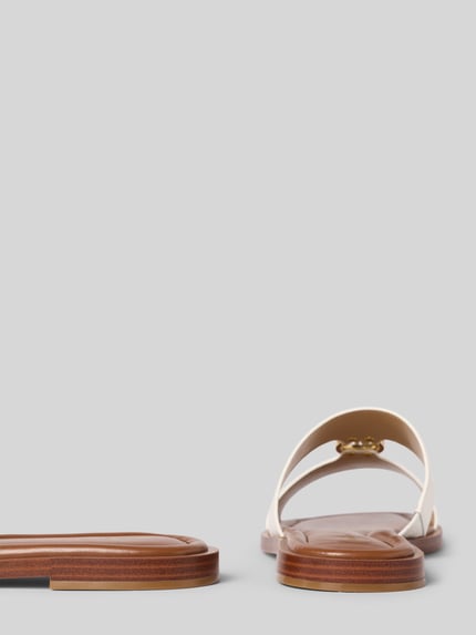 Produktfoto, Sandalette aus Leder mit Label-Applikation Modell 'ERIN' von MICHAEL Michael Kors in Braun und Beige, Schlupfform, Abgerundete-Spitze, Absatzhöhe 1 cm, Damen, Echtleder
