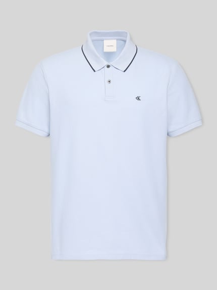 CK Calvin Klein Poloshirt mit Logo Stitching aus reiner Baumwolle Sky 2