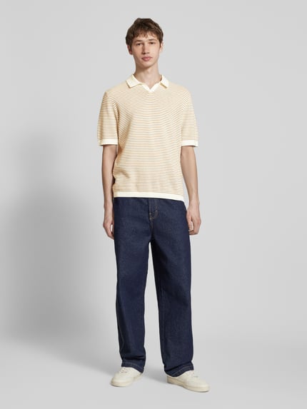 ONLY & SONS Poloshirt mit gerippten Abschlüssen Modell 'KIAN' Beige 1
