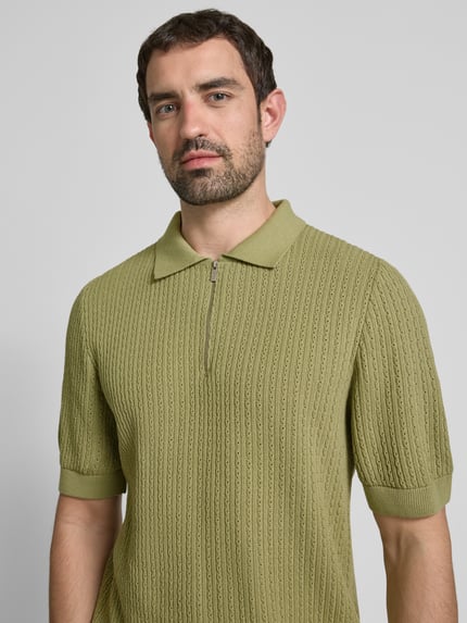 Jake*s Studio Men Regular Fit Poloshirt mit Zopfmuster Hellgruen 3