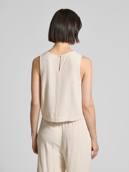 Jake*s Casual Loose Fit Crop Top aus Viskose-Leinen-Mix Beige 5