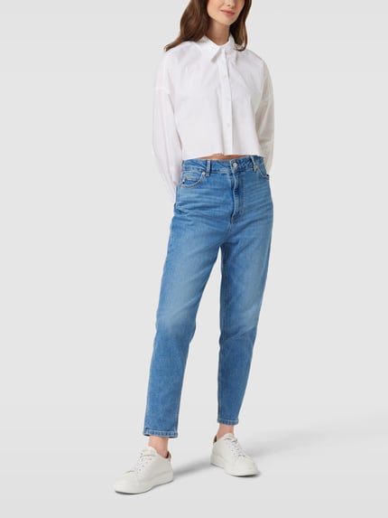 BOSS Jeansy o kroju straight fit z detalami z logo model ‘RUTH’ Jeansowy niebieski 1