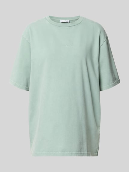Produktfoto, Oversized T-Shirt mit Label-Stitching Modell 'Farmers Market' von OH APRIL in Mintgrün, reine Baumwolle, Rundhalsausschnitt, Oversized-Schnitt