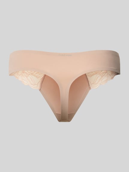 Calvin Klein Underwear Stringi z koronki Beżowy 3