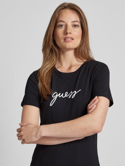 GUESS T-shirt met labelprint, model 'CARRIE' Zwart - 3