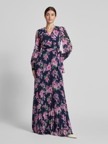 Christian Berg Cocktail Abendkleid mit Plisseefalten Marine 4