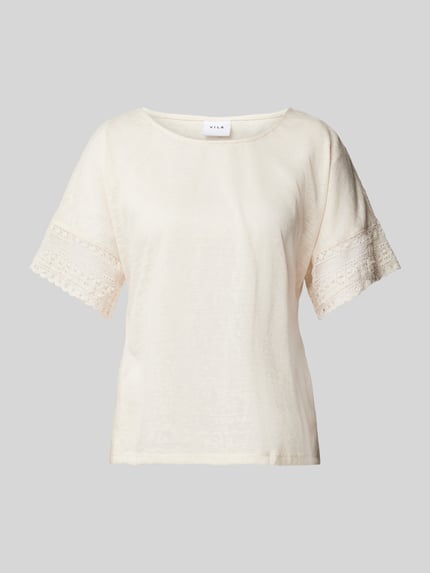 VILA T-Shirt mit Häkelspitze Modell 'NULAN' Offwhite 2