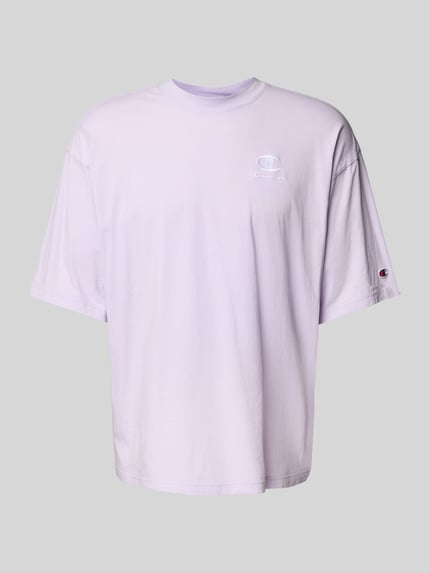 Champion T-shirt o kroju relaxed fit z wyhaftowanym logo Jasnofioletowy 2