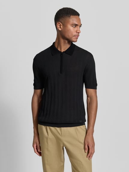 Emporio Armani Body Fit Poloshirt mit kurzem Reißverschluss Black 4