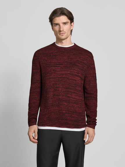 Tom Tailor Denim Regular Fit Strickpullover aus Baumwoll-Mix Dunkelrot 4