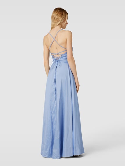 LUXUAR FASHION Abendkleid in unifarbenem Design Hellblau 5
