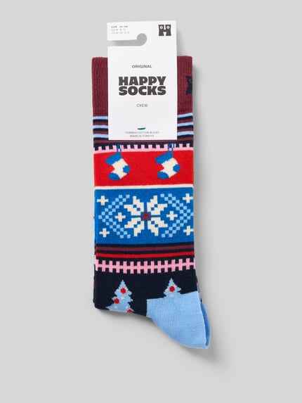 Happy Socks Socken aus elastischem Baumwoll-Mix Modell 'Christmas' Dunkelblau 3