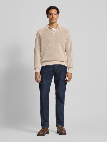 Jake*s Studio Men sweter o kroju regular fit z kołnierzykiem polo Beżowy 1