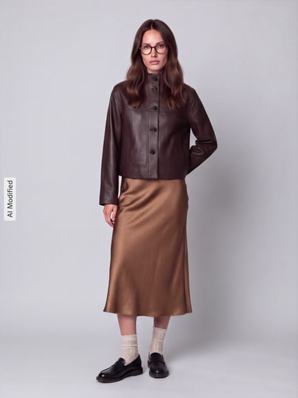 Jake*s Casual Regular Fit Lederjacke aus reinem Lammnappa Dunkelbraun 1