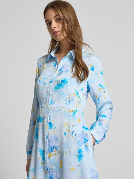 Moves Hemdblusenkleid mit Knopfleiste Modell 'Inula' Hellblau 3