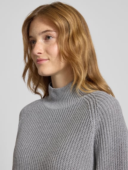 NOISY MAY® Turtleneck-Pullov aus Baumwoll-Mix Modell 'DARA' Mittelgrau 3