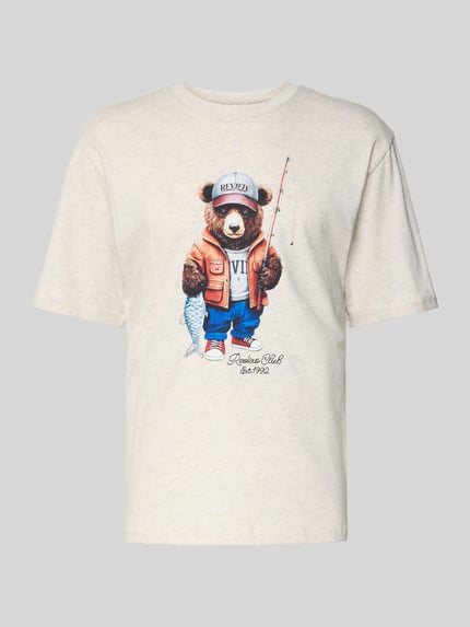 REVIEW T-Shirt mit Motiv-Print Ecru Melange 2