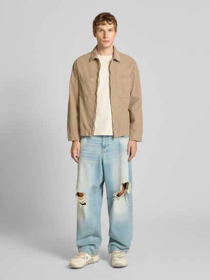 REVIEW Regular Fit Hemdjacke mit Strukturmuster Beige 1