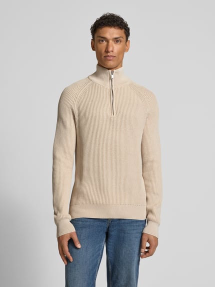 MCNEAL Regular Fit Troyer mit gerippten Abschlüssen Sand 4