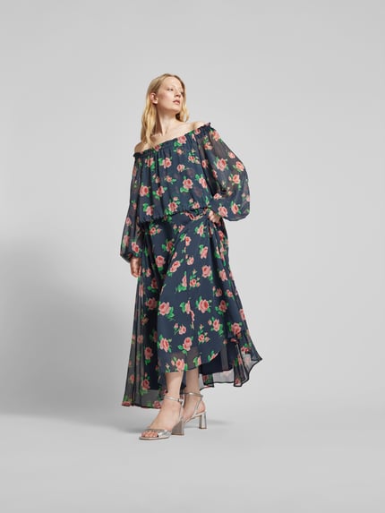 ROTATE Maxi-jurk met bloemenmotief Marineblauw - 1