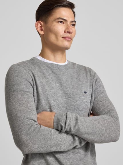 Fynch-Hatton Regular Fit Pullover mit Kaschmir-Anteil Modell 'Merino' Hellgrau 3