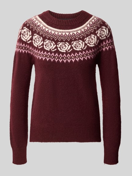 VERO MODA Pullover mit kontrastreichem Rundhals-Strickmuster Dunkelrot 1