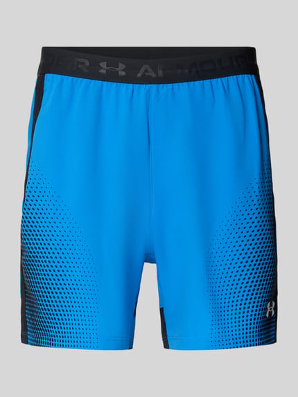 Productfoto, Regular Fit Shorts met logo-detail van Under Armour, model 'Vanish Graphic', elastische logoband, blauwe kleur, detailstructuur.