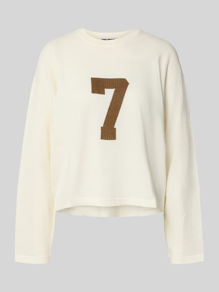 REVIEW Gebreide pullover met extra brede schouders Offwhite - 2