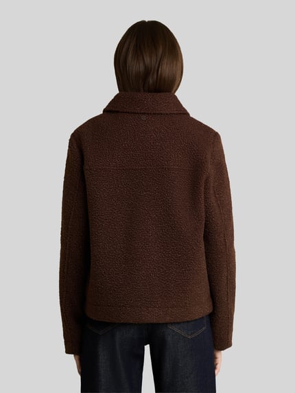 Tom Tailor Regular Fit Webpelzjacke mit einreihiger Knopfleiste Dunkelbraun 4