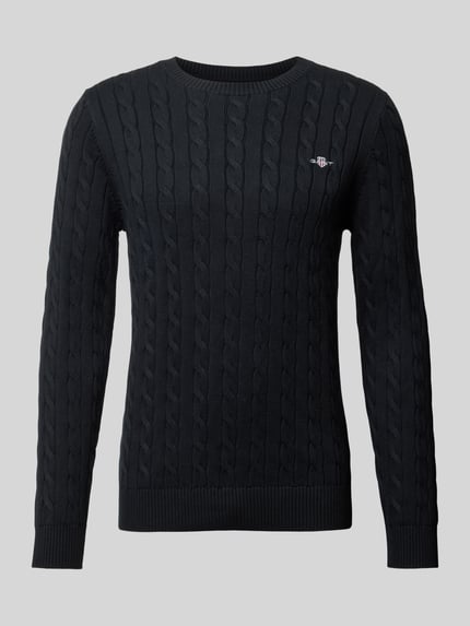 GANT Gebreide pullover met labelstitching Zwart - 1
