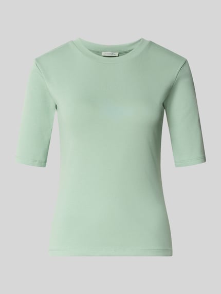 Produktfoto, Slim Fit T-Shirt im Halbarm-Design von Christian Berg Woman, mintgrün, elastischer Baumwoll-Mix, Rundhalsausschnitt.