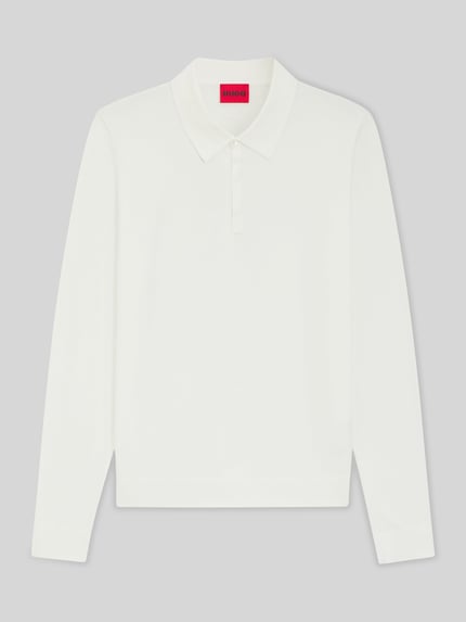 HUGO Slim fit poloshirt van viscosemix Offwhite - 2