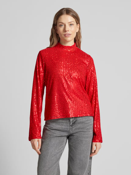YAS Longsleeve mit Stehkragen Modell 'PALLI' Rot 4