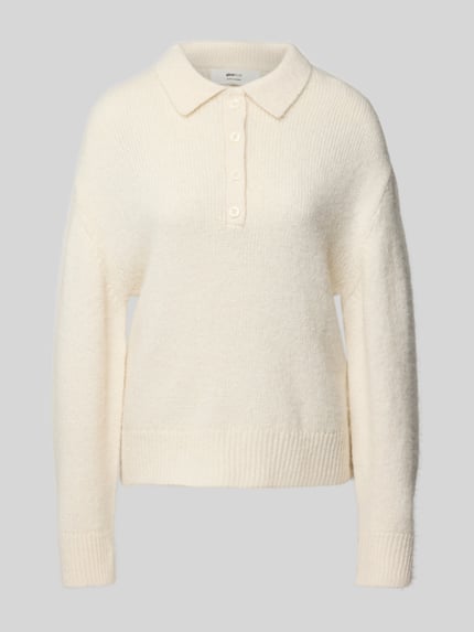 Sweter z dzianiny z wykładanym kołnierzem i listwą guzikową Shop The Look MANNEQUINE