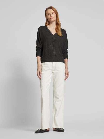 Street One Sweter z dekoltem w serek Antracytowy 1