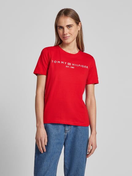 Tommy Hilfiger T-shirt met labelprint Rood - 4