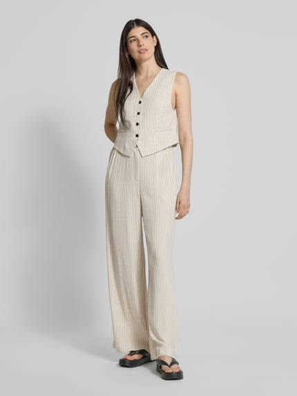 YAS Wide leg stoffen broek met elastische band, model 'LIRU' Offwhite - 1