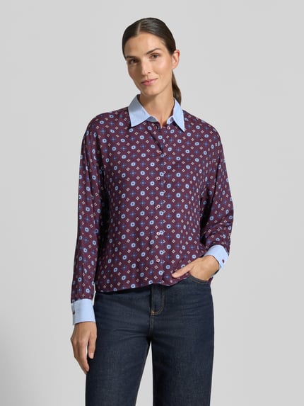 Emily Van den Bergh Relaxed Fit Bluse aus reiner Viskose mit Allover-Muster Bordeaux 4