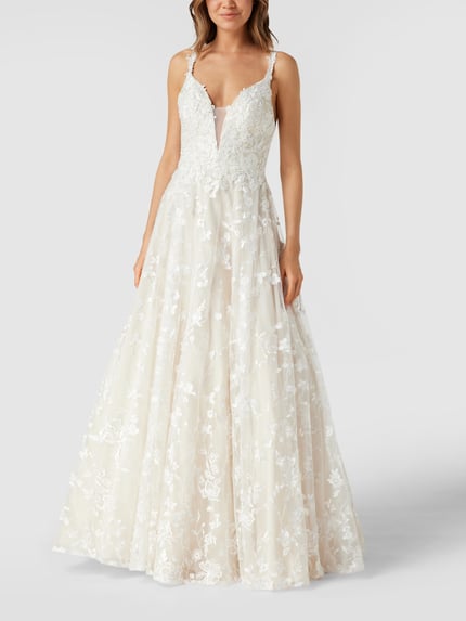 LUXUAR FASHION Brautkleid mit floralen Stickereien Offwhite 1