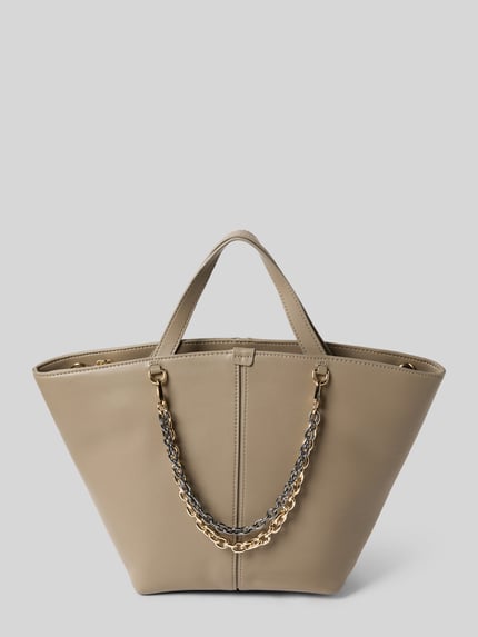 Seidenfelt Handtasche mit Ketten Modell 'LAINIO' Taupe 4