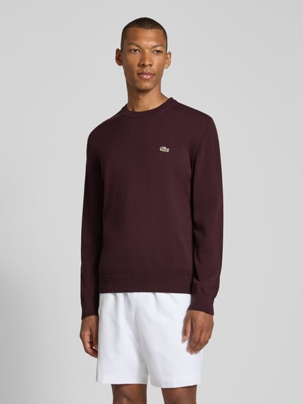 Lacoste Regular Fit Pullover aus Baumwoll-Mix Bordeaux 4