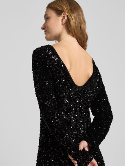 ONLY Körpernahes Cocktailkleid mit Paillettebesatz Modell 'CONFIDENCE' Metallic Black 3