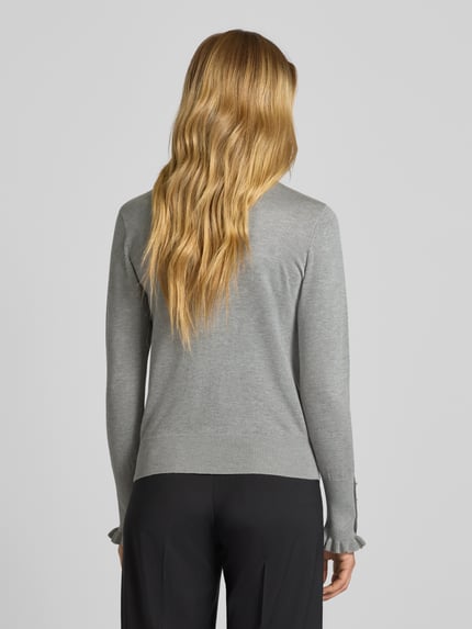 FREE/QUENT Regular Fit Longsleeve aus Viskose-Mix Modell 'Katie' Hellgrau 5